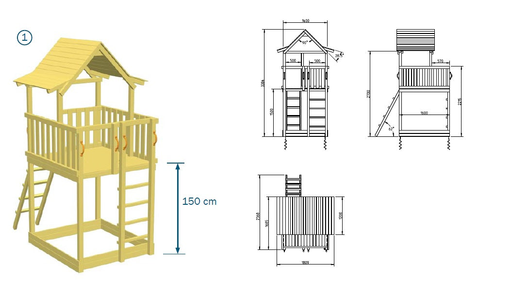 Blue Rabbit Pagoda Climbing Frame - My Outdoor Playground