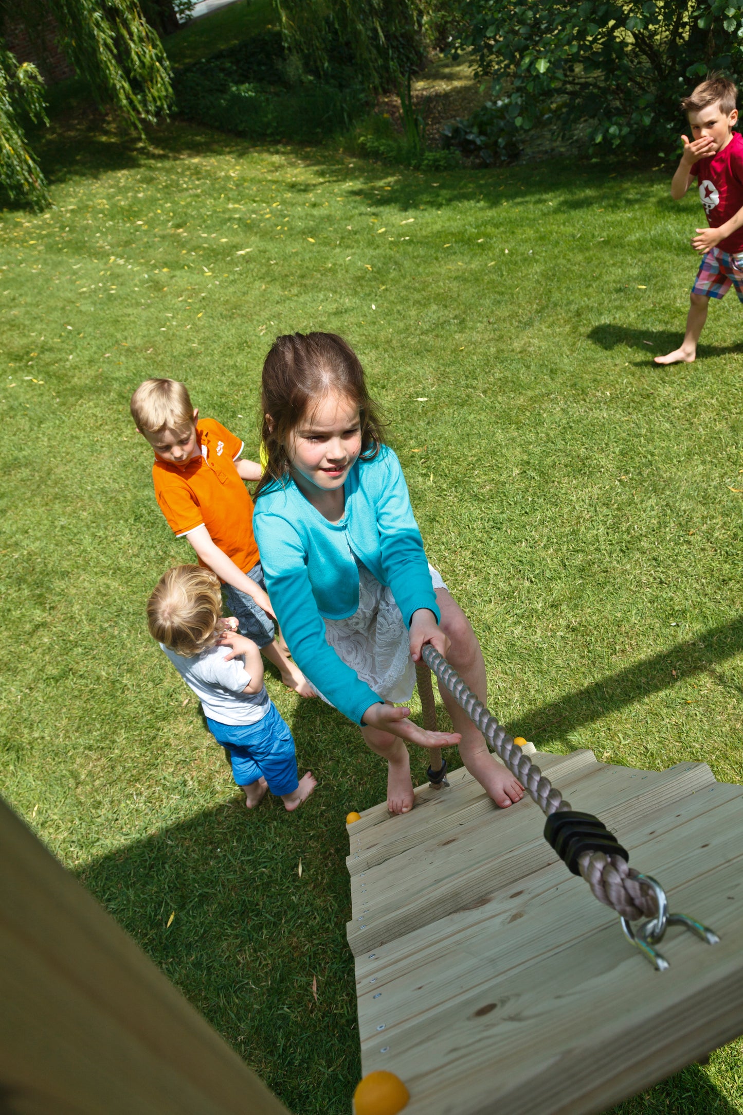 Blue Rabbit Ramp with Rope Module (add-on) - My Outdoor Playground
